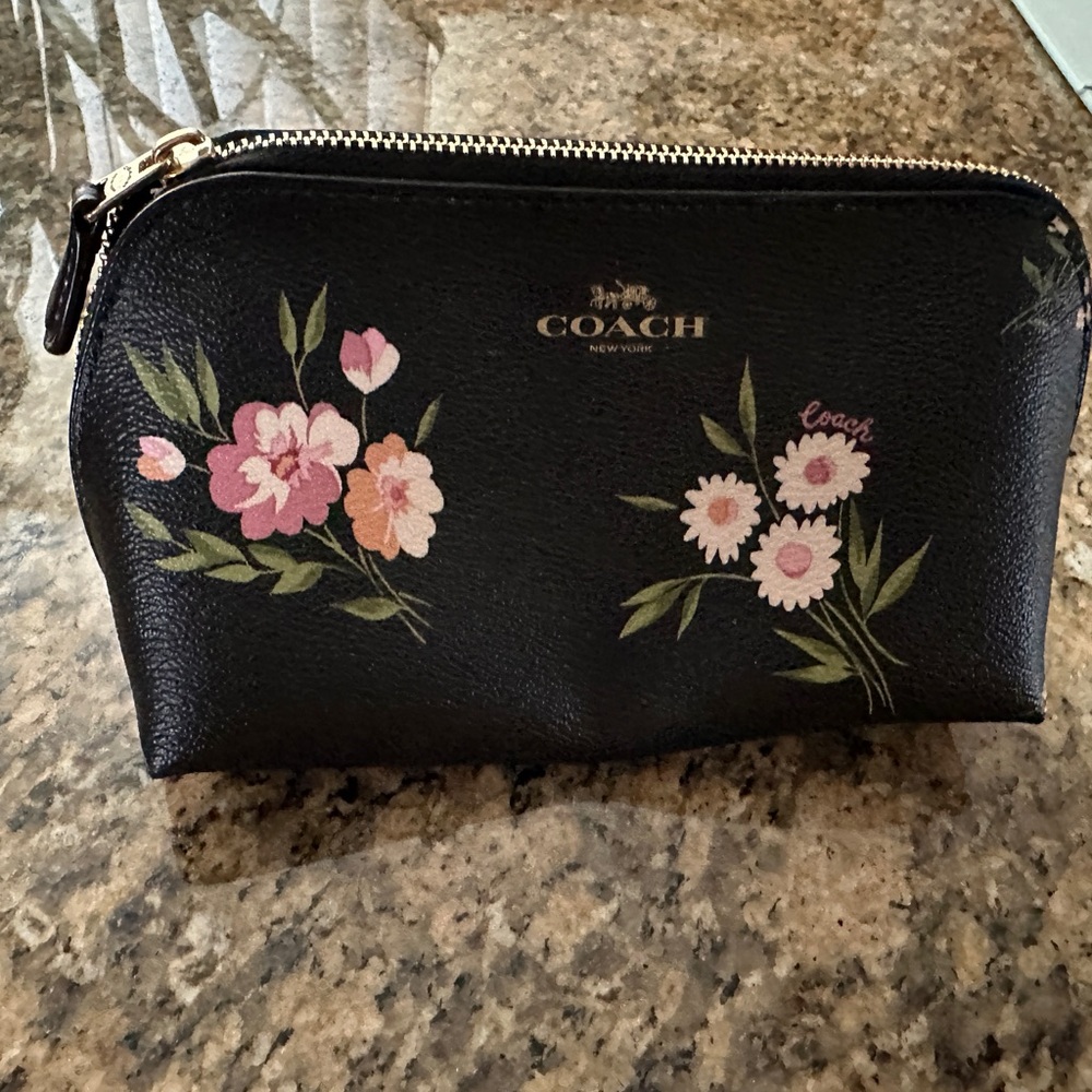 Coach Black Floral Women's Make up Bag